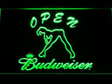 Budweiser Girl Open LED Neon Sign USB - Green - TheLedHeroes