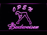 Budweiser Girl Open LED Neon Sign USB - Purple - TheLedHeroes