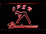 Budweiser Girl Open LED Neon Sign Electrical - Red - TheLedHeroes
