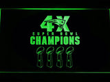 New England Patriots 4X Super Bowl Champions LED Neon Sign USB - Green - TheLedHeroes