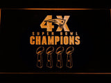 New England Patriots 4X Super Bowl Champions LED Neon Sign Electrical - Orange - TheLedHeroes