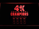 New England Patriots 4X Super Bowl Champions LED Neon Sign Electrical - Red - TheLedHeroes