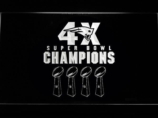New England Patriots 4X Super Bowl Champions LED Neon Sign Electrical - White - TheLedHeroes
