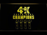 New England Patriots 4X Super Bowl Champions LED Neon Sign USB - Yellow - TheLedHeroes