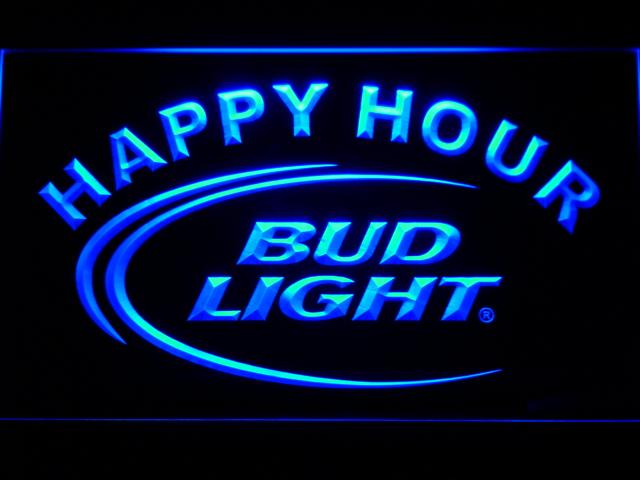 Bud Light Happy Hour LED Neon Sign USB - Blue - TheLedHeroes