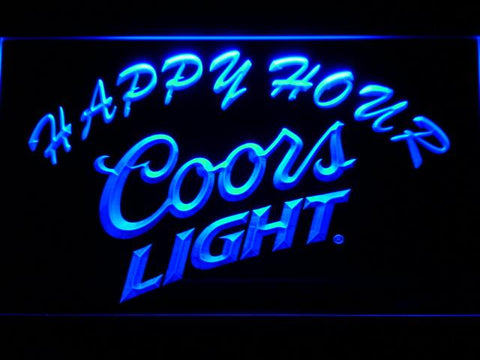 Coors Light Happy Hour LED Neon Sign USB - Blue - TheLedHeroes
