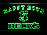 Beck's Happy Hour LED Neon Sign Electrical - Green - TheLedHeroes