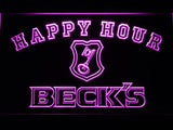 Beck's Happy Hour LED Neon Sign USB - Purple - TheLedHeroes