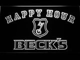 Beck's Happy Hour LED Neon Sign Electrical - White - TheLedHeroes