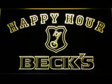 Beck's Happy Hour LED Neon Sign USB - Yellow - TheLedHeroes