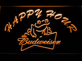 Budweiser Frog Happy Hour LED Neon Sign USB - Orange - TheLedHeroes