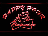 Budweiser Frog Happy Hour LED Neon Sign USB - Red - TheLedHeroes