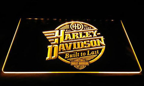 Harley Davidson Built to Last LED Sign - Yellow - TheLedHeroes