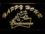 Budweiser Frog Happy Hour LED Neon Sign USB - Yellow - TheLedHeroes