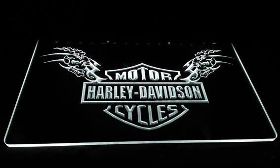 Harley Davidson Skull LED Neon Sign USB - White - TheLedHeroes