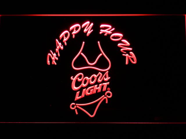 Coors Light Bikini Happy Hour LED Neon Sign Electrical - Red - TheLedHeroes