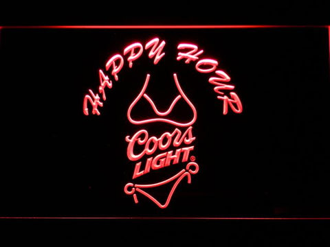 Coors Light Bikini Happy Hour LED Neon Sign Electrical - Red - TheLedHeroes