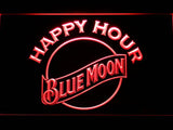 Blue Moon Happy Hour LED Neon Sign USB - Red - TheLedHeroes