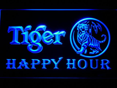 Tiger Happy Hour LED Neon Sign USB - Blue - TheLedHeroes