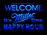 Miller It's Time Happy Hour LED Neon Sign USB - Blue - TheLedHeroes