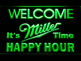Miller It's Time Happy Hour LED Neon Sign USB - Green - TheLedHeroes