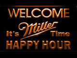 Miller It's Time Happy Hour LED Neon Sign USB - Orange - TheLedHeroes