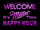 Miller It's Time Happy Hour LED Neon Sign USB - Purple - TheLedHeroes