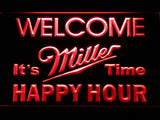 Miller It's Time Happy Hour LED Neon Sign USB - Red - TheLedHeroes
