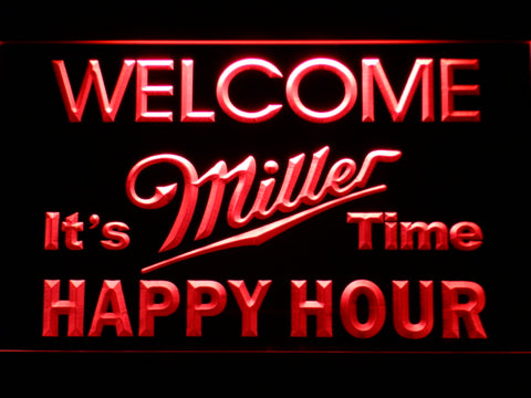 FREE Miller It's Time Happy Hour LED Sign - Red - TheLedHeroes