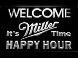 Miller It's Time Happy Hour LED Neon Sign USB - White - TheLedHeroes