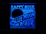Blue Moon Happy Hour (2) LED Neon Sign Electrical - Blue - TheLedHeroes