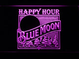 Blue Moon Happy Hour (2) LED Neon Sign USB - Purple - TheLedHeroes
