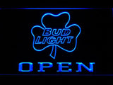 Bud Light Shamrock Open LED Neon Sign USB - Blue - TheLedHeroes