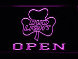FREE Bud Light Shamrock Open LED Sign - Purple - TheLedHeroes