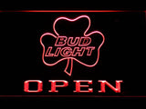Bud Light Shamrock Open LED Neon Sign USB - Red - TheLedHeroes