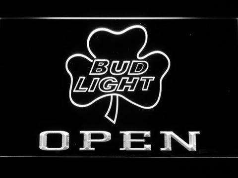 Bud Light Shamrock Open LED Neon Sign Electrical - White - TheLedHeroes