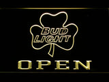 Bud Light Shamrock Open LED Neon Sign Electrical - Yellow - TheLedHeroes