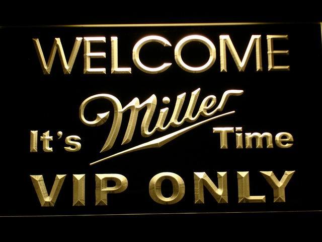 Miller It's Time VIP Only LED Neon Sign Electrical - Yellow - TheLedHeroes