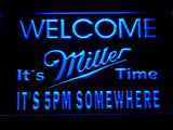Miller It's Time It's 5pm Somewhere LED Neon Sign Electrical - Blue - TheLedHeroes
