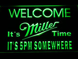 Miller It's Time It's 5pm Somewhere LED Neon Sign Electrical - Green - TheLedHeroes