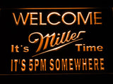 Miller It's Time It's 5pm Somewhere LED Neon Sign Electrical - Orange - TheLedHeroes