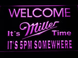Miller It's Time It's 5pm Somewhere LED Neon Sign Electrical - Purple - TheLedHeroes