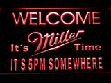 Miller It's Time It's 5pm Somewhere LED Neon Sign Electrical - Red - TheLedHeroes