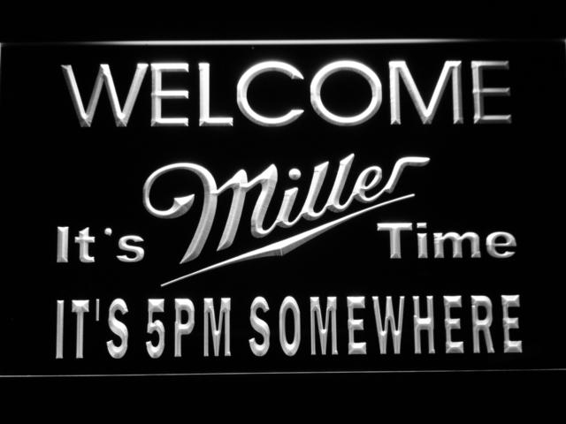 Miller It's Time It's 5pm Somewhere LED Neon Sign Electrical - White - TheLedHeroes
