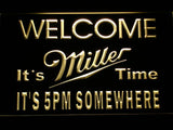 Miller It's Time It's 5pm Somewhere LED Neon Sign Electrical - Yellow - TheLedHeroes