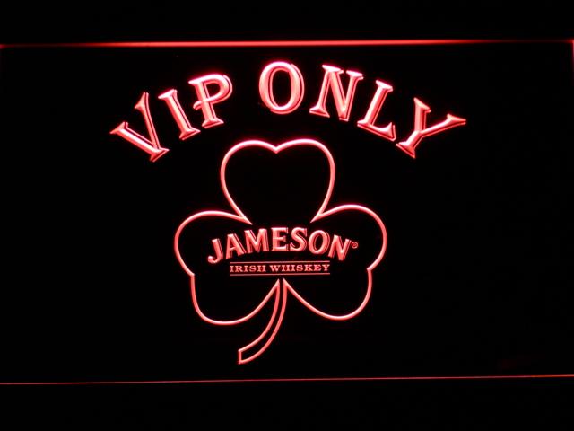 Jameson Shamrock VIP Only LED Neon Sign USB - Red - TheLedHeroes