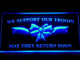 We Support our Troops LED Neon Sign USB - Blue - TheLedHeroes