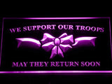 We Support our Troops LED Neon Sign USB - Purple - TheLedHeroes