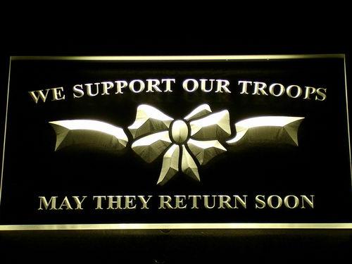 We Support our Troops LED Neon Sign USB - Yellow - TheLedHeroes