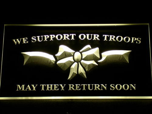 FREE We Support our Troops LED Sign - Yellow - TheLedHeroes